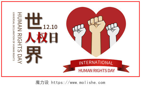 封面白色简约1210世界人权日微信公众号首图海报